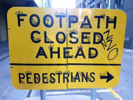 all-those-shapes_-_banana-peel_-_footpath-closed-ahead_-_city